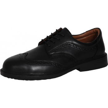 Leather Safety Brogue Shoes with Toe Cap - Slip Resistant